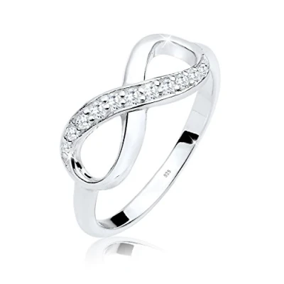 Abbildung von Elli Ring Damen Infinity Symbol Unendlichkeit Trend mit Zirkonia Kristallen in 925 Sterling Silber