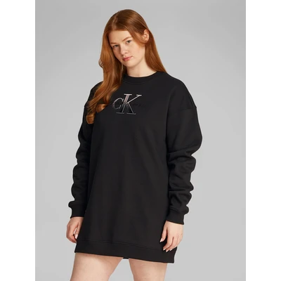 Abbildung von Calvin Klein Jeans Embroidered Monologo CREW Dress Freizeitkleid, Damen, Größe: 6XL, Black