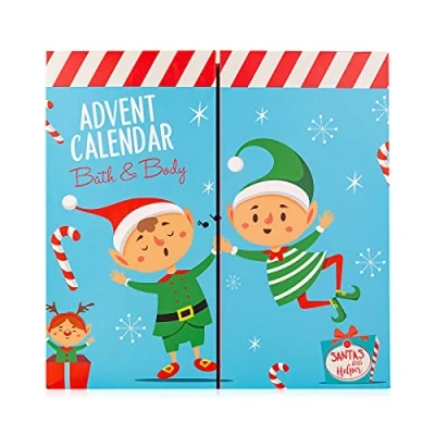 Abbildung von accentra Adventskalender für Kinder Santa &amp; Co. 2023, in süßem Elf Design, Mädchen und Jungen mit 24 Bade , Körperpflege Accessoires Produkten
