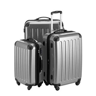 Abbildung von HAUPTSTADTKOFFER Alex 3er Kofferset, Trolley Set, Rollkoffer, Reisekoffer, (S, M &amp; L), Silber