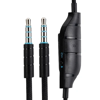 Abbildung von G633 G635 G933 G935 Ersatzkabel, kompatibel mit Logitech Gaming Headset, Inline Stummschaltung, Lautstärkeregler Mikrofon, 1,5 Meter Kopfhörer Audio Verlängerungskabel, Schwarz