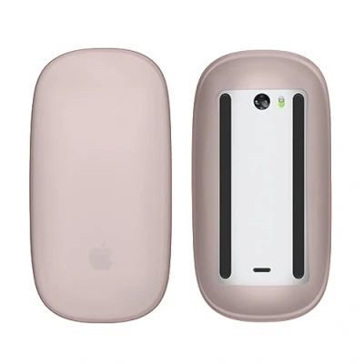 Abbildung von kwmobile Silikon Schutzhülle kompatibel mit Apple Magic Mouse 1/2 Hülle PC Maus Cover aus softem Altrosa