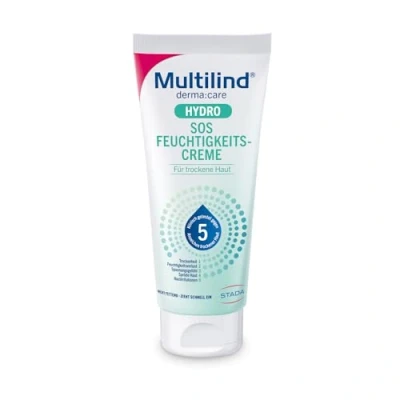Abbildung von Multilind Derma:care Hydro SOS Feuchtigkeitscreme, Intensiver Feuchtigkeitsboost für trockene und empfindliche Haut, vegan &amp; frei von Parabene, Silikone, Paraffine, schnell einziehend, 75 ml