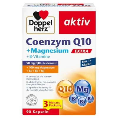 Abbildung von Doppelherz Coenzym Q10 + Magnesium EXTRA B Vitamine 90 mg hochdosiert Ubiquinon pro Tagesportion in einer Kapsel Kapseln