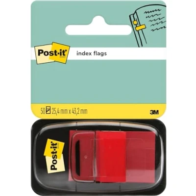 Abbildung von Post it Index Haftstreifen, 50 Haftstreifen (Rot) 25.4 mm x 43.2 Markierungsstreifen für Dokumente und Notizen
