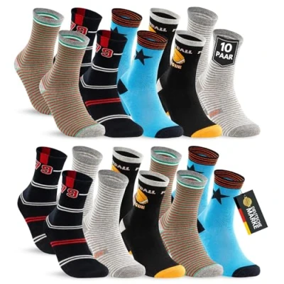 Abbildung von 10 Paar Kinder Socken Jungen &amp; Mädchen Baumwolle Kindersocken 54333 (35 38)