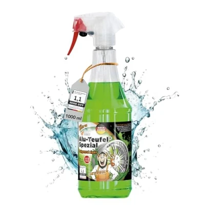 Abbildung von TUGA Alu Teufel Spezial Felgenreiniger Aktiv Gel für glänzende Alufelgen dank säurefreier Schmutzentfernung 1l Made in Germany, Grün (Grün)