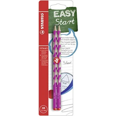Abbildung von Schmaler Dreikant Bleistift für Rechtshänder STABILO EASYgraph S in pink 2er Pack Härtegrad HB