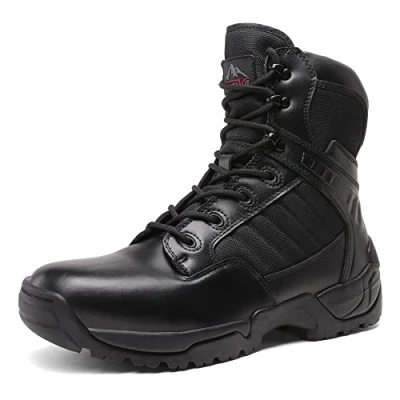 Abbildung von NORTIV 8 Herren Security Tactical Einsatzstiefel Boot Zipper Militär Kampfstiefel Springerstiefel,Size 41W,Schwarz D,DESERT W