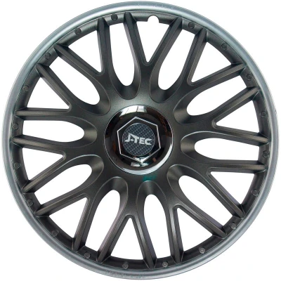 Abbildung von Satz J Tec Radzierblenden Orden SR 15 Zoll Grau/Silber + Chrom Ringe