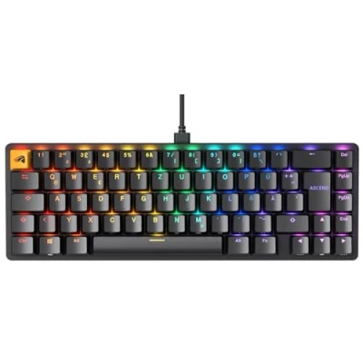 Abbildung von Glorious Gaming GMMK 2 Compact (65%) Mechanisches Keyboard, Aluminiumrahmen, anpassbar, Doubleshot Kappen, Fox Schalter, tastenweise RGB, Deutsch QWERTZ Layout Schwarz