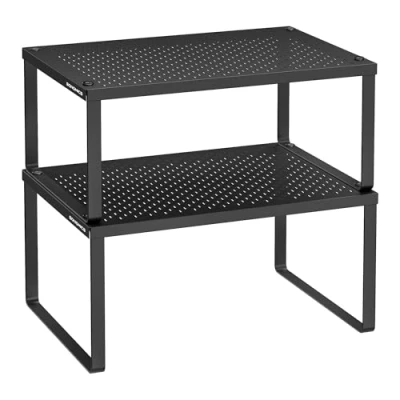 Abbildung von SONGMICS Gewürzregal, 4er Set, Küchenregal, Küchen Organizer, Küche, Gewürzhalter, erweiterbar, stapelbar, kleines Regal, Metall, tintenschwarz KCS006B01