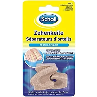 Abbildung von Scholl Zehenkeile Schaumstoffkeile Zehentrenner sorgen für Linderung bei Schmerzen und Wundsein zwischen den Zehen (1x 3 Stück)