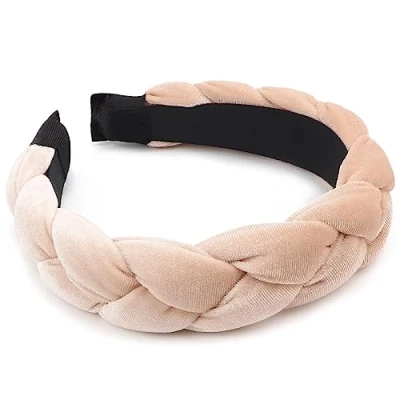Abbildung von DRESHOW Geflochtene Stirnbänder für Damen Samt Haarreifen Elastische Criss Cross Haarbänder Zubehör
