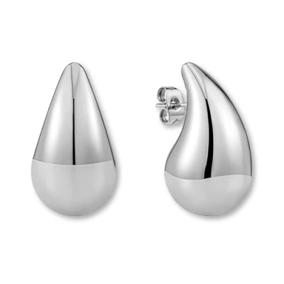 Abbildung von Tropfen Ohrringe Silber für Damen I Dupes aus hautverträglichem Edelstahl Silver Waterdrop Earrings