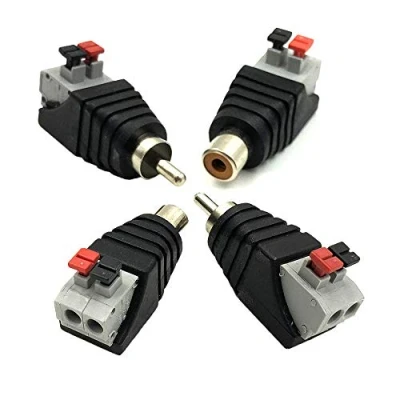 Abbildung von Ytian 2 Paare Lautsprecher, Phono AV RCA männlich/Female Stecker auf weiblich Screw Terminal Video Audio Balun Spring &#039; DC Netzteil Adapter für Videokameras