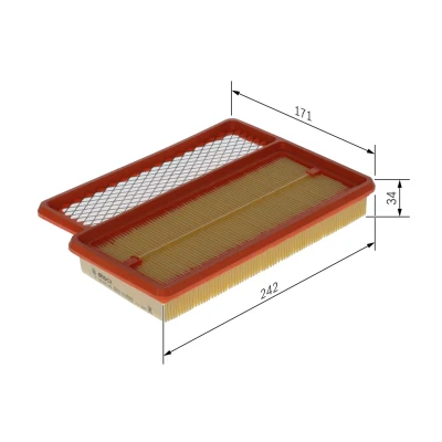 Abbildung von BOSCH F 026 400 466 Luftfilter 33,5 171 242 Filtereinsatz ABARTH: 500 / 595 695 Hatchback, 500C 595C 695C Convertible