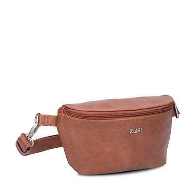 Abbildung von Zwei Damen Hip Bag Mademoiselle.M MH4 Bauchtasche 25 cm 1 Liter aus hochwertigem Kunstleder, Crossbody wasserabweisend, 3 in Bequeme Brusttasche, Gürteltasche &amp; Hüfttasche (Cognac)