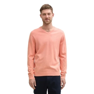 Abbildung von TOM Tailor Vneck Strickpullover, Herren, Größe: Medium, Hazy coral rose melange