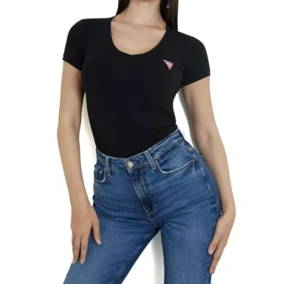 Abbildung von Guess MINI Triangle TEE Tshirt basic, Damen, Größe: XS, Jet black