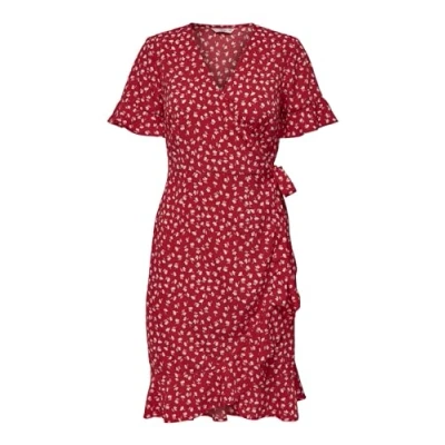 Abbildung von ONLY Onlolivia WRAP Dress Freizeitkleid, Damen, Größe: 36, Mars red