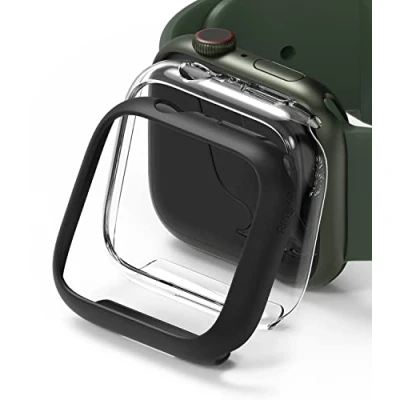 Abbildung von Ringke Slim Case [2 Stück] Kompatibel mit Apple Watch Series 9/8/7 (41mm) Hülle Schlanke und Leichte PC Schützhülle Clear &amp; Matte Black