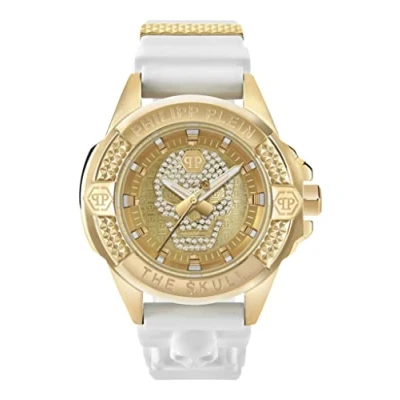 Abbildung von Philipp Plein Unisex Armbanduhr The $Kull Weiß/Goldfarben PWAAA1221