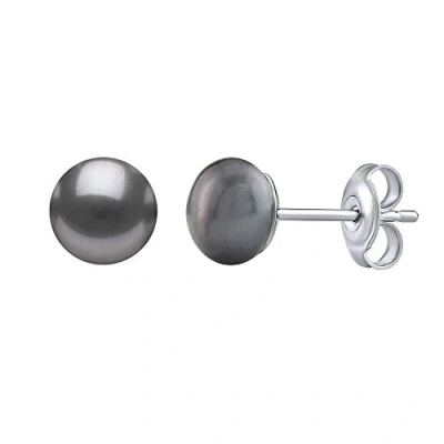 Abbildung von SILVEGO Damen Perlenohrringe 925 Sterling Silber, hypoallergene Ohrstecker schwarze Süßwasserperlen in Farbe Tahiti, Silber rhodiniert, nickelfrei