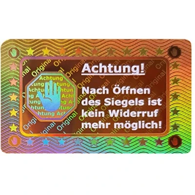 Abbildung von 2010 Stk 3D Hologramm Siegel 40 * 25mm gold glänzend Rücknahmesiegel, Sicherheitssiegel, Qualitätssiegel, Garantiesiegel Sicherheitsetiketten selbstklebendes Etikett Security