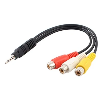 Abbildung von C47 2,5mm Klinkenstecker auf 3 RCA Cinch Buchse Adapter Kabel 30cm Y für TV, DVD, AV und Camcorder Hochwertiger Stereo Audio Klinke zu Optimalen Klang