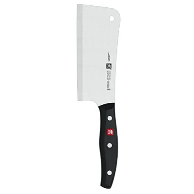 Abbildung von ZWILLING Twin Pollux Hackmesser, Klingenlänge: 15 cm, Breites Klingenblatt, Rostfreier Spezialstahl/Kunststoff Griff im Nietendesign, Schwarz