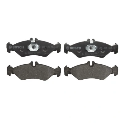 Abbildung von BOSCH 0 986 424 463 Bremsbelagsatz Low Metallic mit Montageanleitung, Anti Quietsch Blech, Kolbenclip MERCEDES BENZ: Sprinter 3 T Minibus