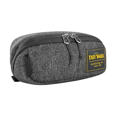 Abbildung von Tatonka Kulturbeutel Square Zip Pouch S (1L) Aufklappbare Waschtasche mit 2 Reißverschluss Netztaschen PFC/PFAS frei 8 x 19 7 cm (Black)