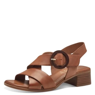 Abbildung von Tamaris COMFORT Damen Sandalen mit Absatz aus Leder Klettverschluss, Braun (Nut), 38 EU