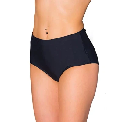 Abbildung von Aquarti Damen Bikinihose Bikini Slip mit Hohem Bund, Farbe: Schwarz, Größe: 40