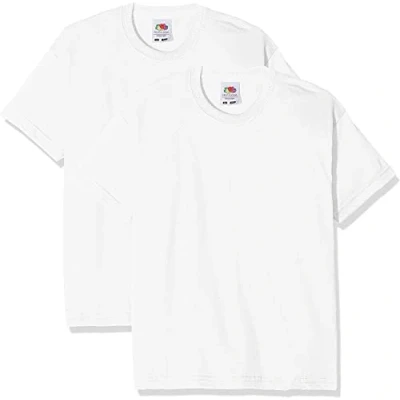 Abbildung von Fruit of the Loom Jungen Kinder Valueweight kurzen Ärmeln, 2 Stück T Shirt, Weiß (Weiß Weiß), 3 4 Years(Size:30) (2er Pack)