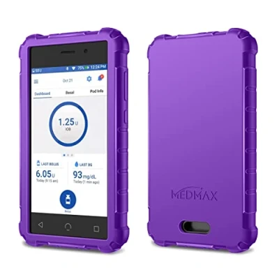 Abbildung von MEDMAX Hülle für Omnipod Dash PDM (Personal Diabetes Manager), Leichte stoßfeste Anti Rutsch Silikon Schutzhülle Cover mit erhabener Abschrägung Gerät (Lila)