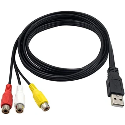 Abbildung von Duttek USB auf Cinch Kabel, 2.0 Stecker 3 Buchsen, Splitter, Audio/Video/AV Adapterkabel für TV, Mac, PC, HDD und DVR, 1,5 m
