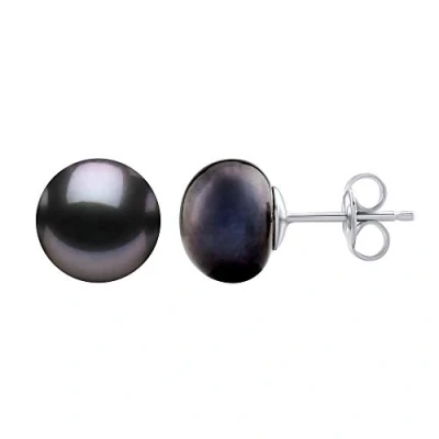 Abbildung von SILVEGO Damen Perlenohrringe 925 Sterling Silber, hypoallergene Ohrstecker mit schwarzen Süßwasserperlen in Farbe Tahiti, Silber nickelfrei rhodiniert