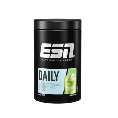 Abbildung von ESN Daily, Green Apple, 480 g, mit Glutamin, Creatin, Collagen &amp; L Leucin für deine Bänder, Gelenke, Sehnen und Knorpel, geprüfte Qualität made in Germany
