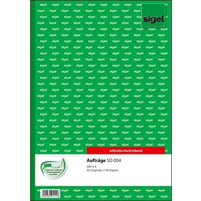 Abbildung von SIGEL SD006 Kassenabrechnungen A4, 2x40 Blatt, selbstdurchschreibend, 1 Stück, mikroperforiert, mit Abheftlochung, aus nachhaltigem Papier