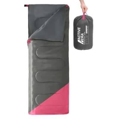 Abbildung von Active Era Deckenschlafsack Sleeping Bag, 3C bis 15C Sommer, Frühling, Herbst Leichter Schlafsack Outdoor und Indoor Pink