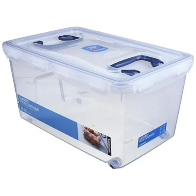 Abbildung von LocknLock PP CLASSIC Aufbewahrungsbox mit Deckel und Griffen 21 L, 456 x 300 225 mm 100 % Luftdicht halbtransparenter Vorratsbehälter für Haushaltsgegenstände