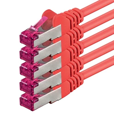 Abbildung von 1aTTack.de 0,5m rot 5 Stück Netzwerkkabel Cat6a (10Gb/s) S FTP CAT 6a Lankabel GHMT zertifiziert PIMF 500 MHz Cat5 Cat5e Cat6 Cat7 für Switch, Router, Modem, Internet