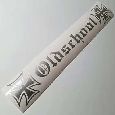 Abbildung von Oldschool Eiserne Kreuz Totenkopf Scull 55 x 9,5 cm hochwertiger Aufkleber Auto Tuning OEM &amp; JDM Sticker Lustige für Stickerbomb Autoaufkleber Made in Germany