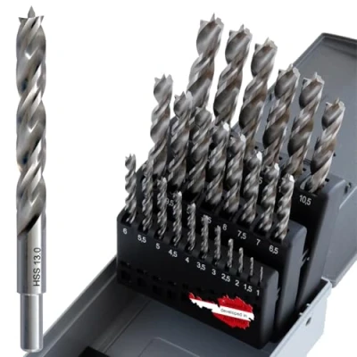 Abbildung von WELIQU 25 tlg. Holzbohrer Set 1 13 mm für Hart und Weich Holz ACHTUNG: Sehr scharfe Bohrer aus widerstandsfähigem HSS G Stahl in 0,5 Schritten