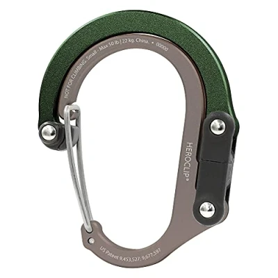 Abbildung von GEAR AID HEROCLIP Karabiner Klein Doppelkarabiner drehbar Haken für Kinderwagen, Handtasche &amp; Rucksack Leicht und robust Schlüsselanhänger mit Multifunktion Camping, Angeln