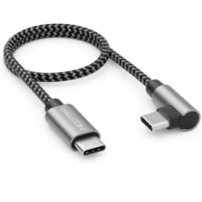 Abbildung von deleyCON 0,30m USB C Kabel 1x 90 Gewinkelt PD3.0 (60W Schnellladekabel) Kurzes 30cm zu Ladekabel für iPhone 16 15 Pro Max Samsung S24 S23 S22 Pixel iPad MacBook Air Tablets Switch PS5