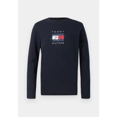 Abbildung von Tommy Hilfiger Linear FLAG Graphic TEE Langarmshirt, Herren, Größe: XS, Desert sky