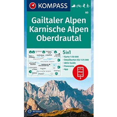 Abbildung von KOMPASS Wanderkarte 60 Gailtaler Alpen, Karnische Oberdrautal 1:50.000: 5in1 Wanderkarte, mit Panorama, Aktiv Guide und Detailkarten inklusive ... Fahrradfahren. Skitouren. Langlaufen.